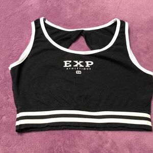 Express Athletique midriff black and white trim tank top size medium